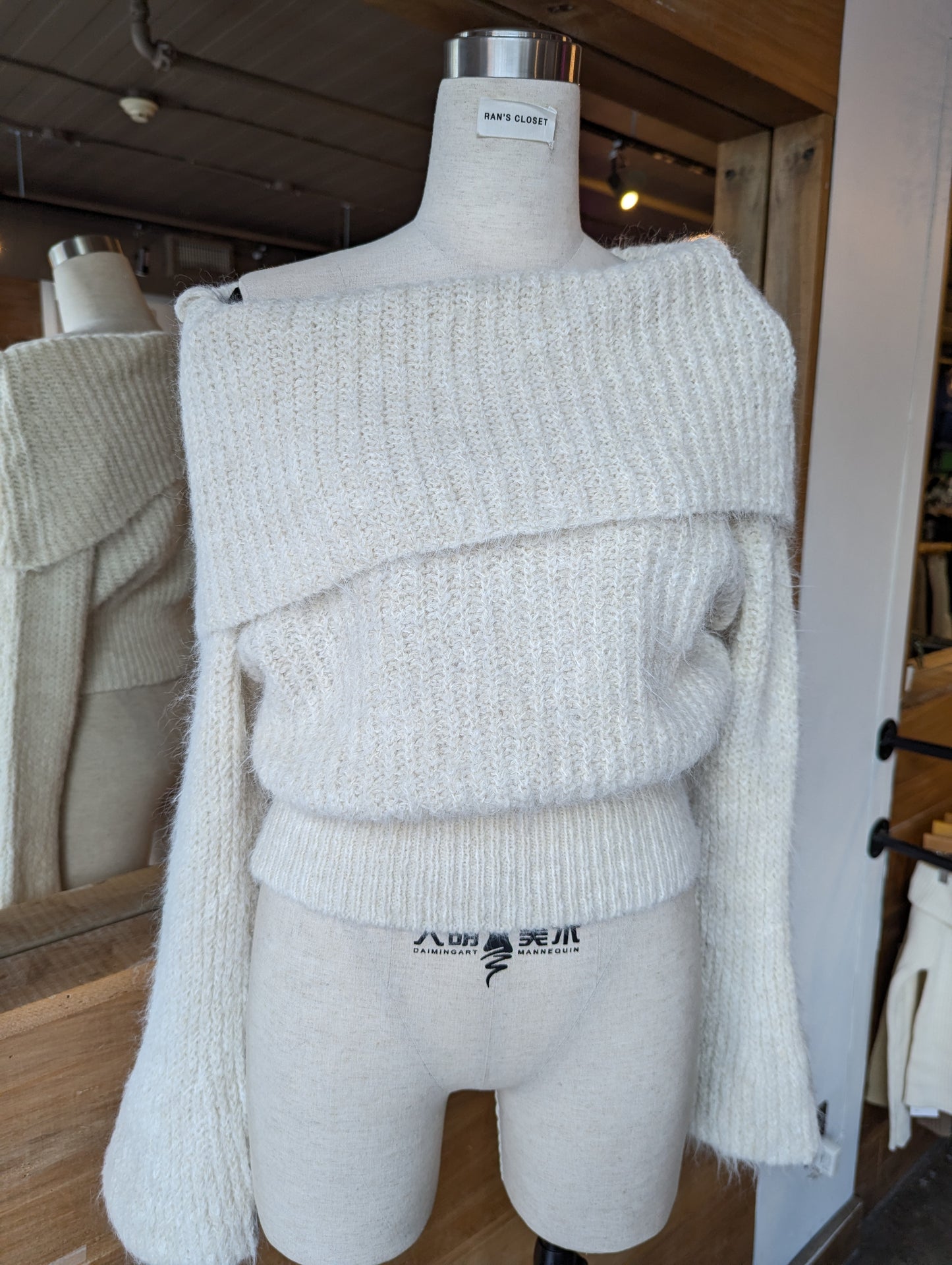 Off the Should Fuzzy Ribbed Top