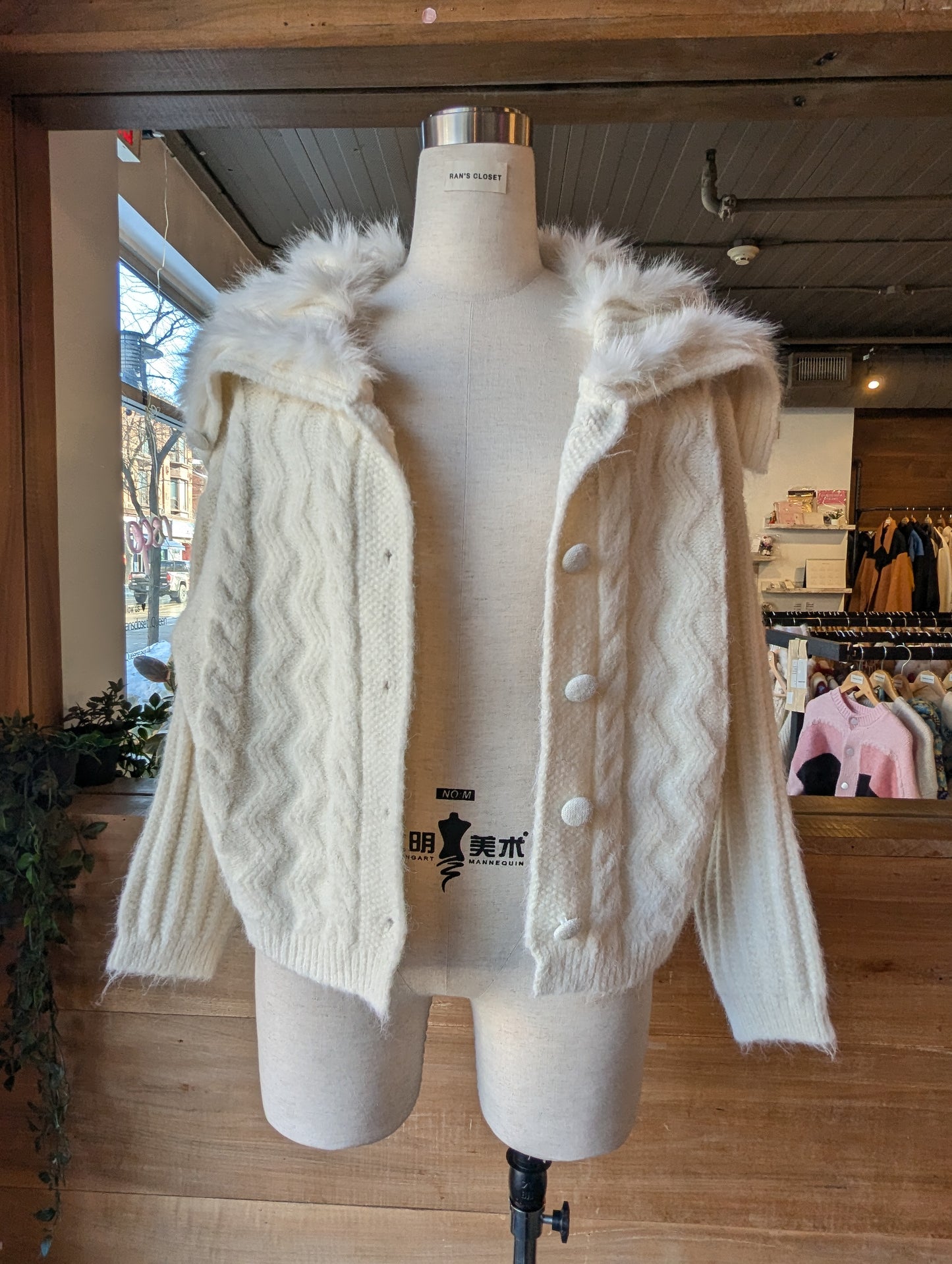Faux Fur Shawl Cardigan