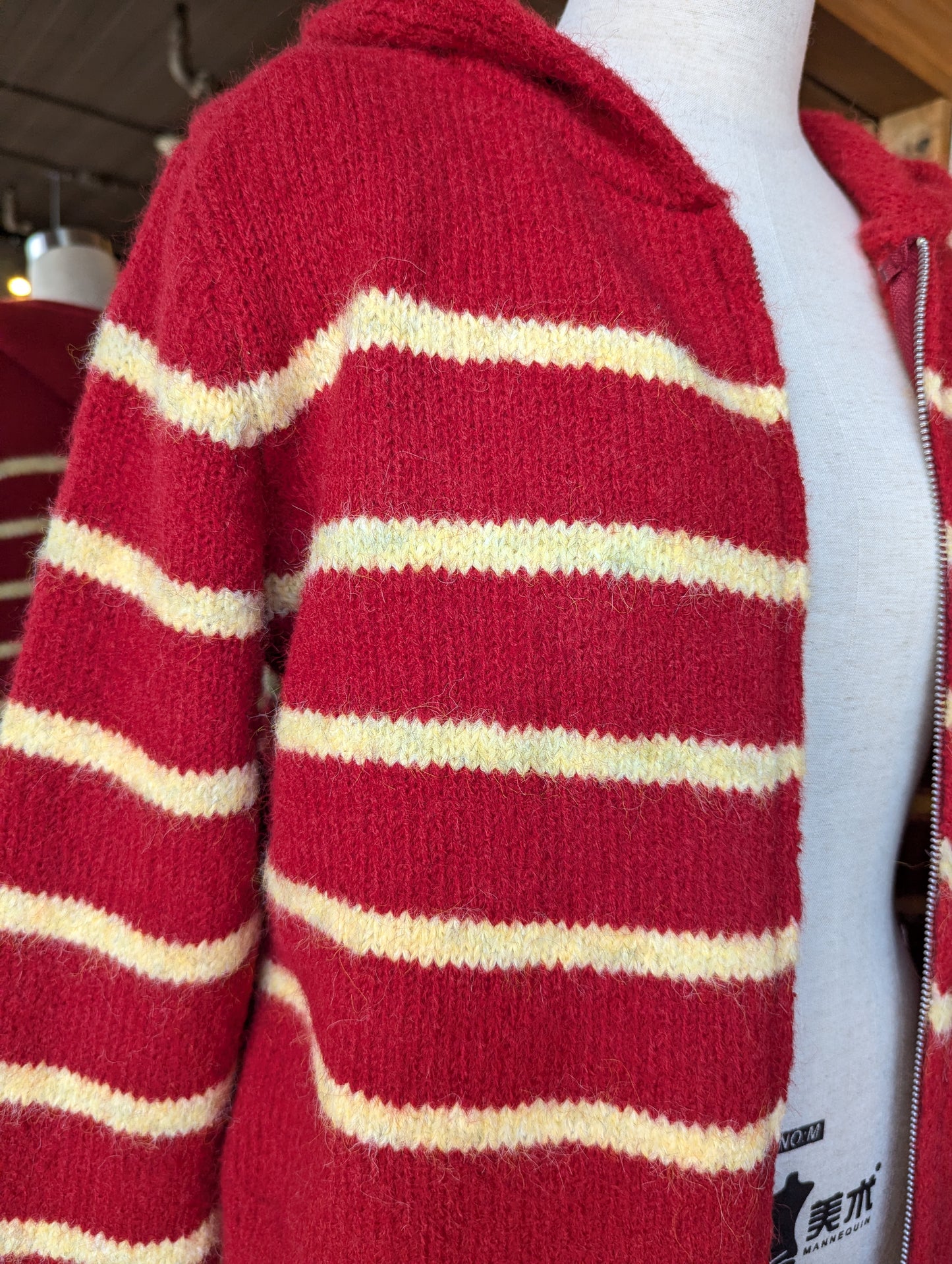 Striped Knit Zip Up Hoodie