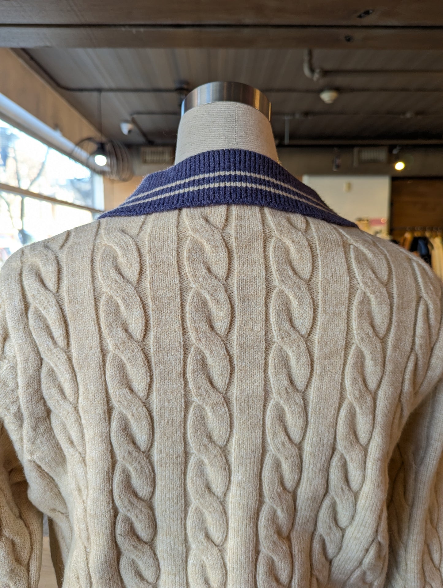 Cable Knit Colour Blocked Polo