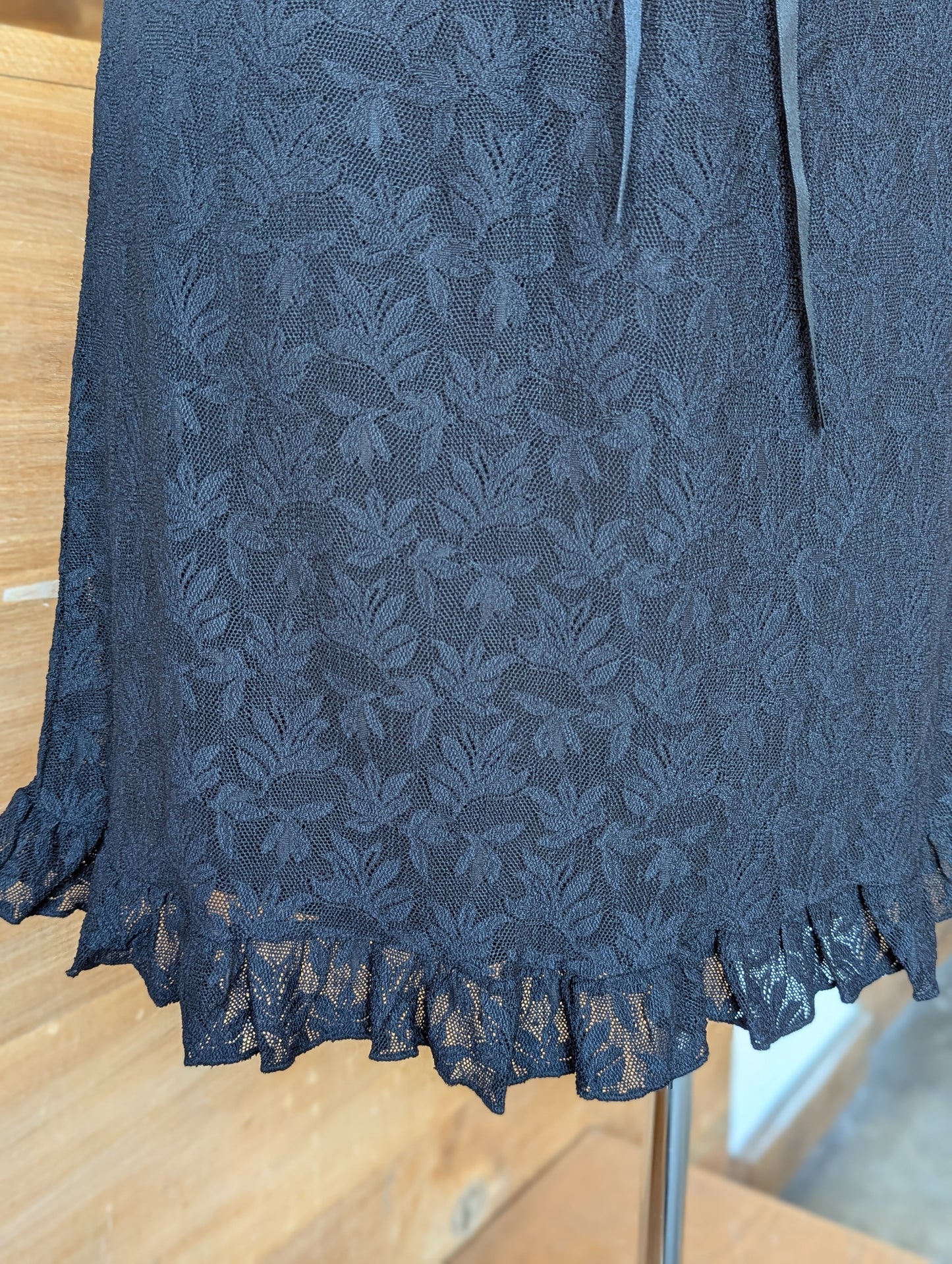 Noir Blossom Lace Midi Skirt