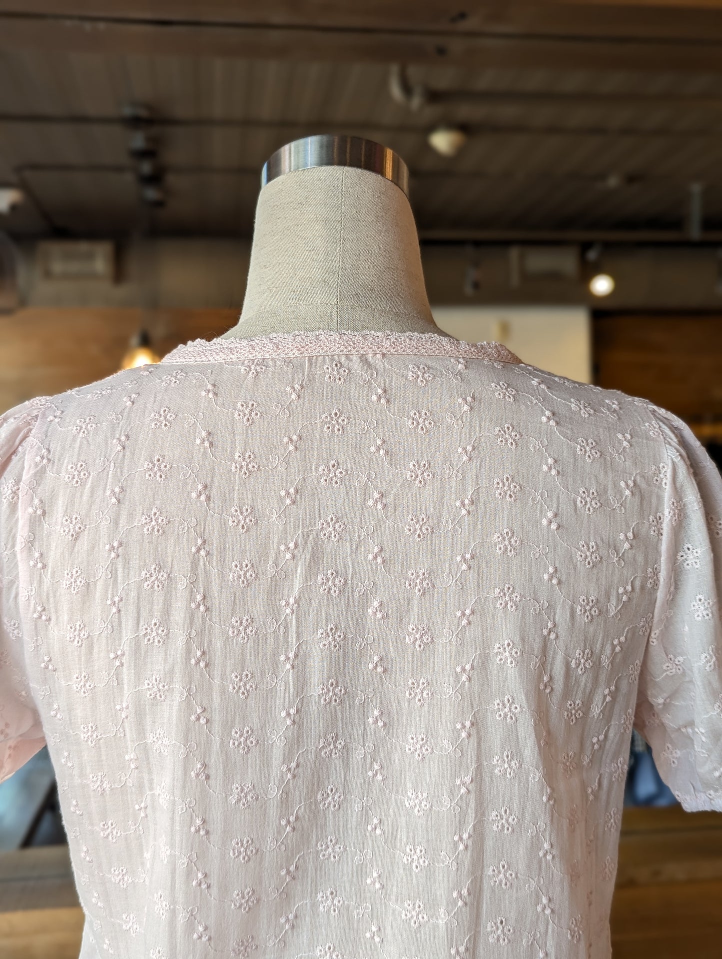 Blushing Bloom Embroidered Puff Sleeve Blouse