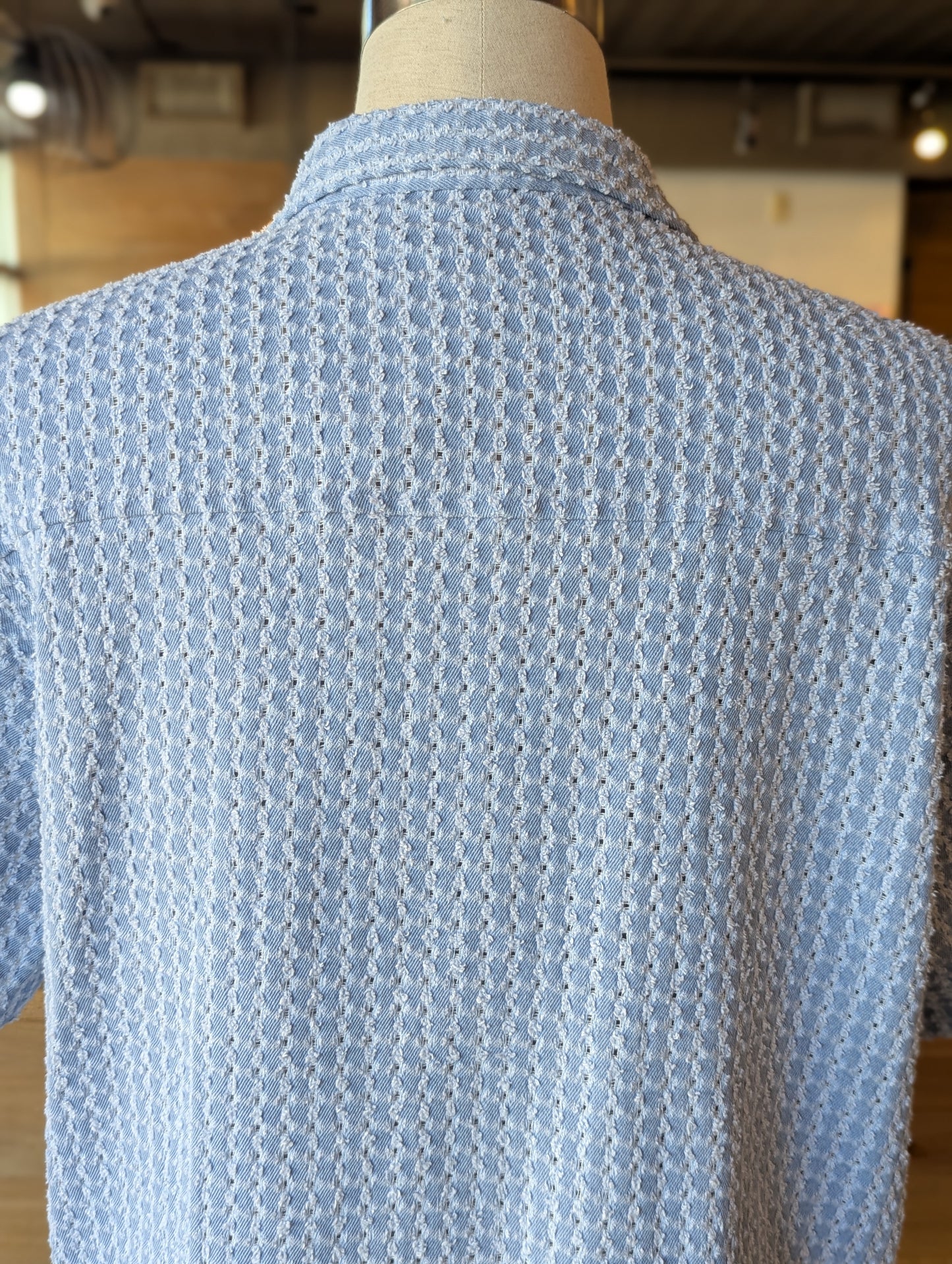 Denim Edge Button-Up Top