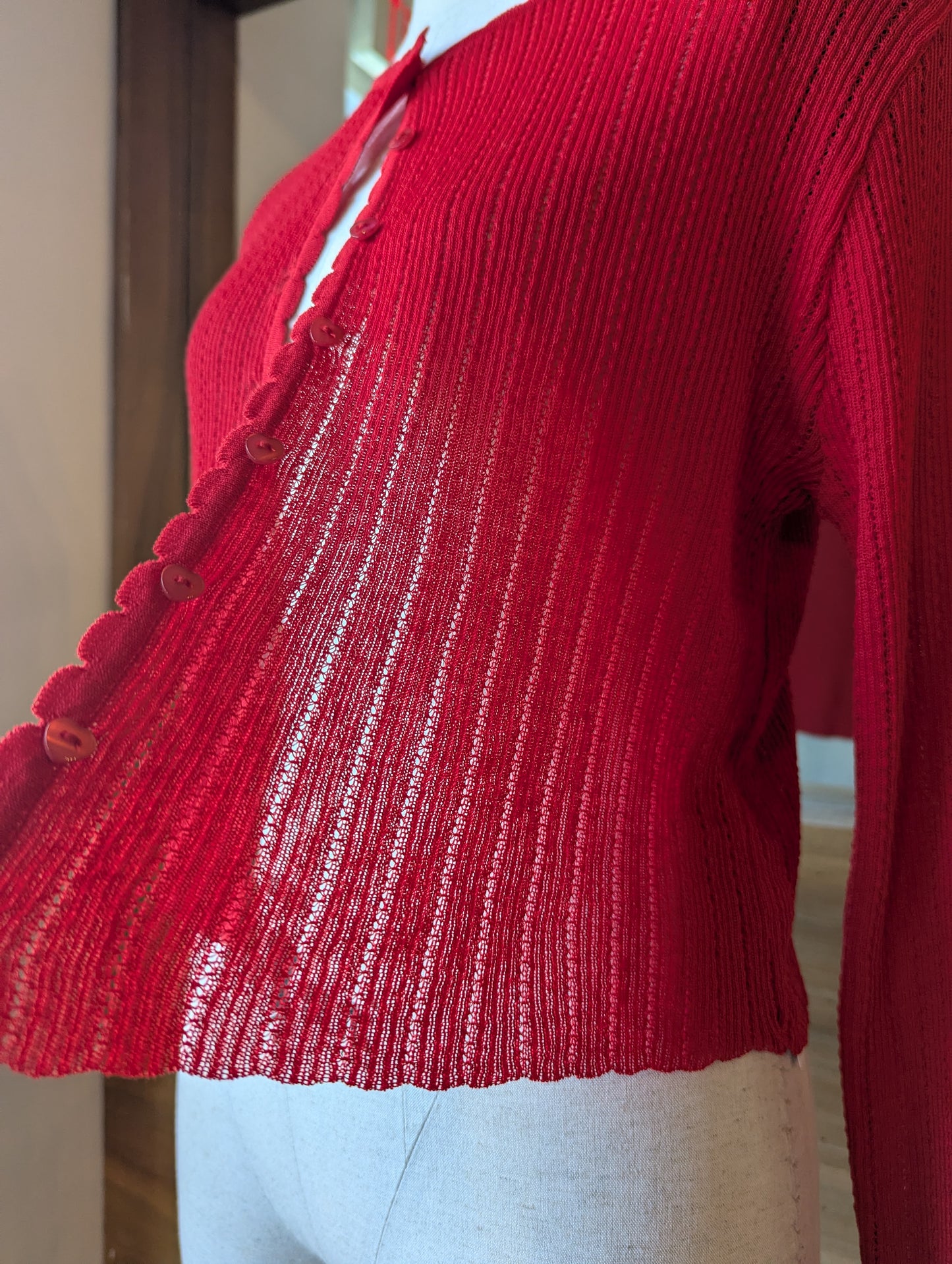Love Note Heart Button Sheer Cardigan
