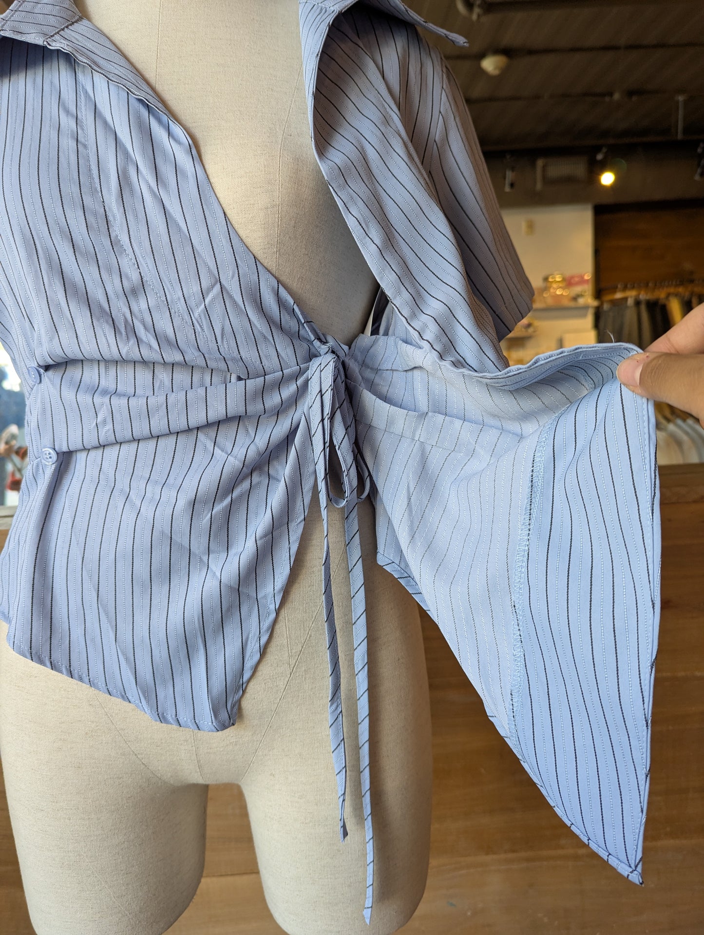 East End Asymmetrical Short Sleeve Wrap Blouse