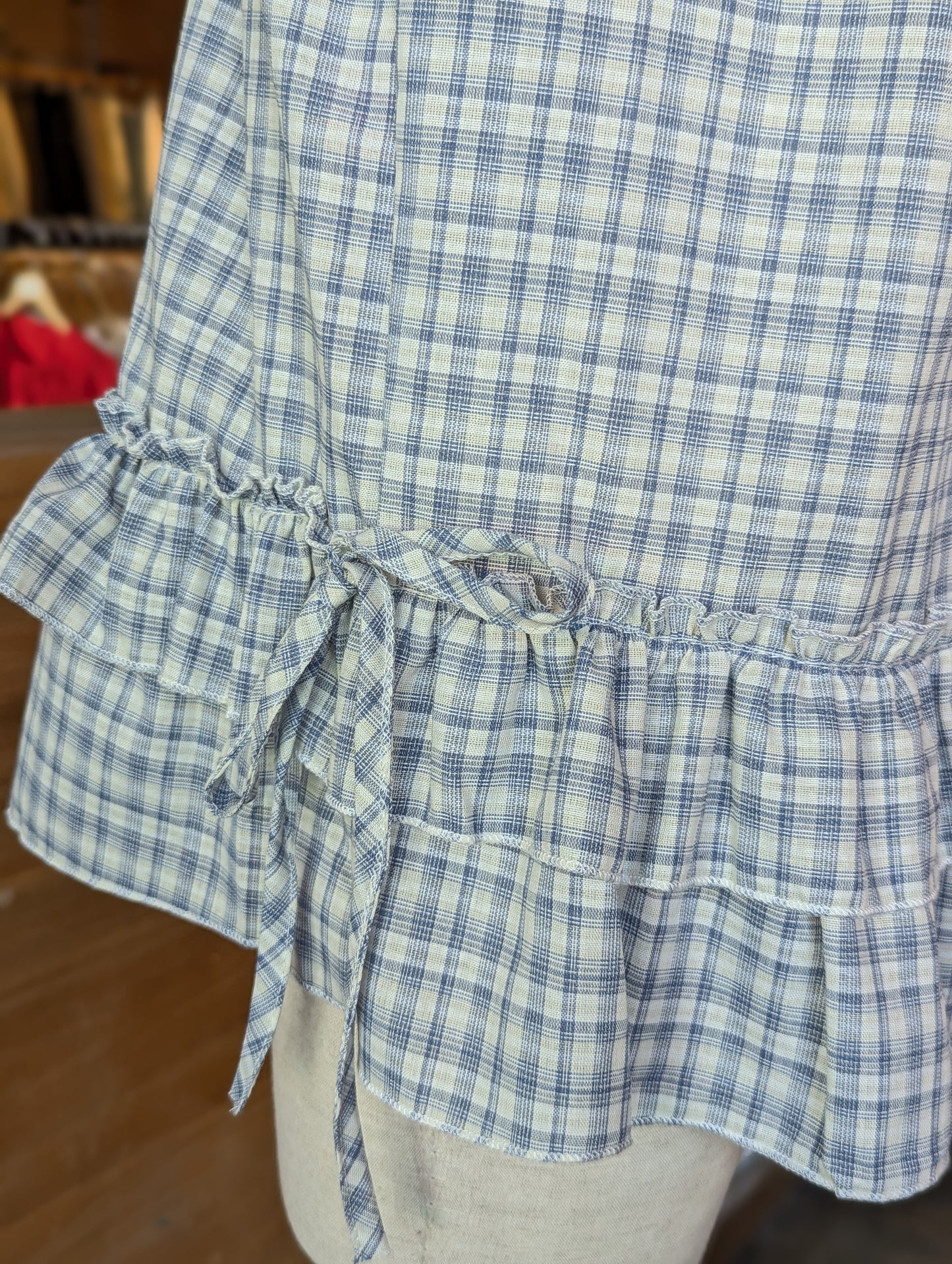 Summer Story Plaid Ruffle Hem Tank Top