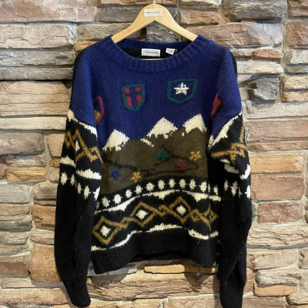 Vintage Wool Funky Geometric Sweater