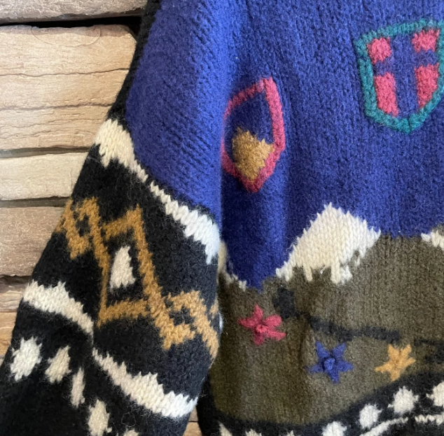 Vintage Wool Funky Geometric Sweater