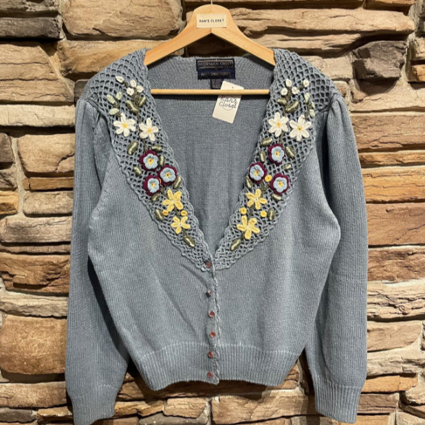 Vintage Herman Geist Hand Embroidered Cardigan