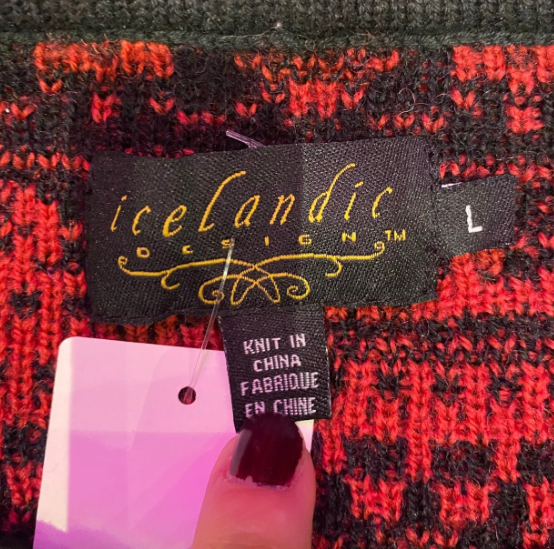 Vintage Icelandic Design Knit Cardigan With Floral Detailing