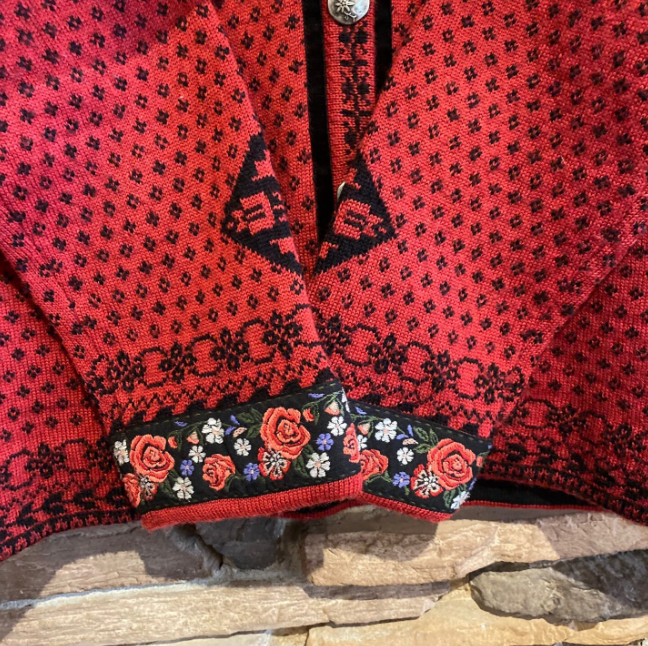 Vintage Icelandic Design Knit Cardigan With Floral Detailing
