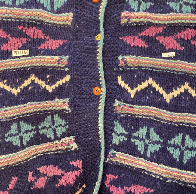 Vintage Knit Wool Button Up Cardigan Hand Made In Ecuador