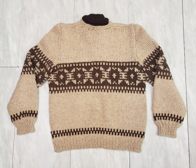 Men's Vintage Heavy Knit Sweater with Aztec Print