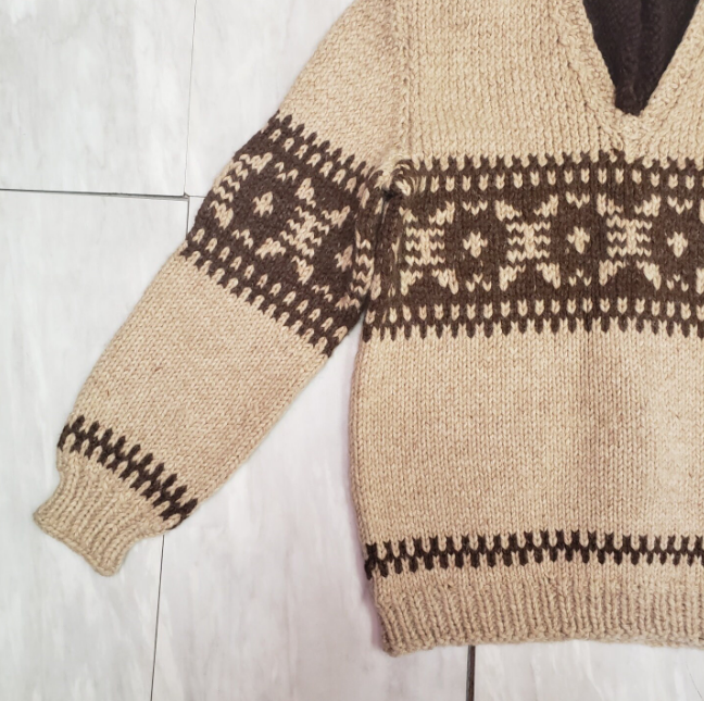 Men's Vintage Heavy Knit Sweater with Aztec Print