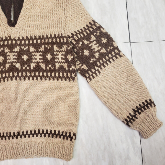 Men's Vintage Heavy Knit Sweater with Aztec Print