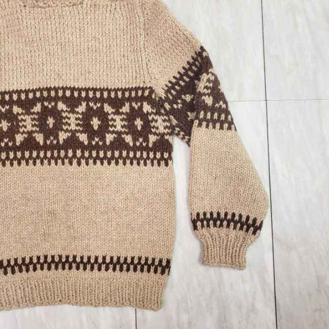 Men's Vintage Heavy Knit Sweater with Aztec Print