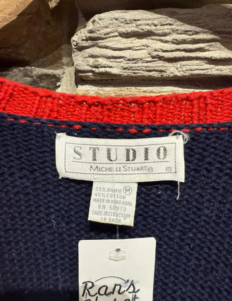 Vintage Studio by Michelle Stuart Knit Cardigan with Equestrian Design