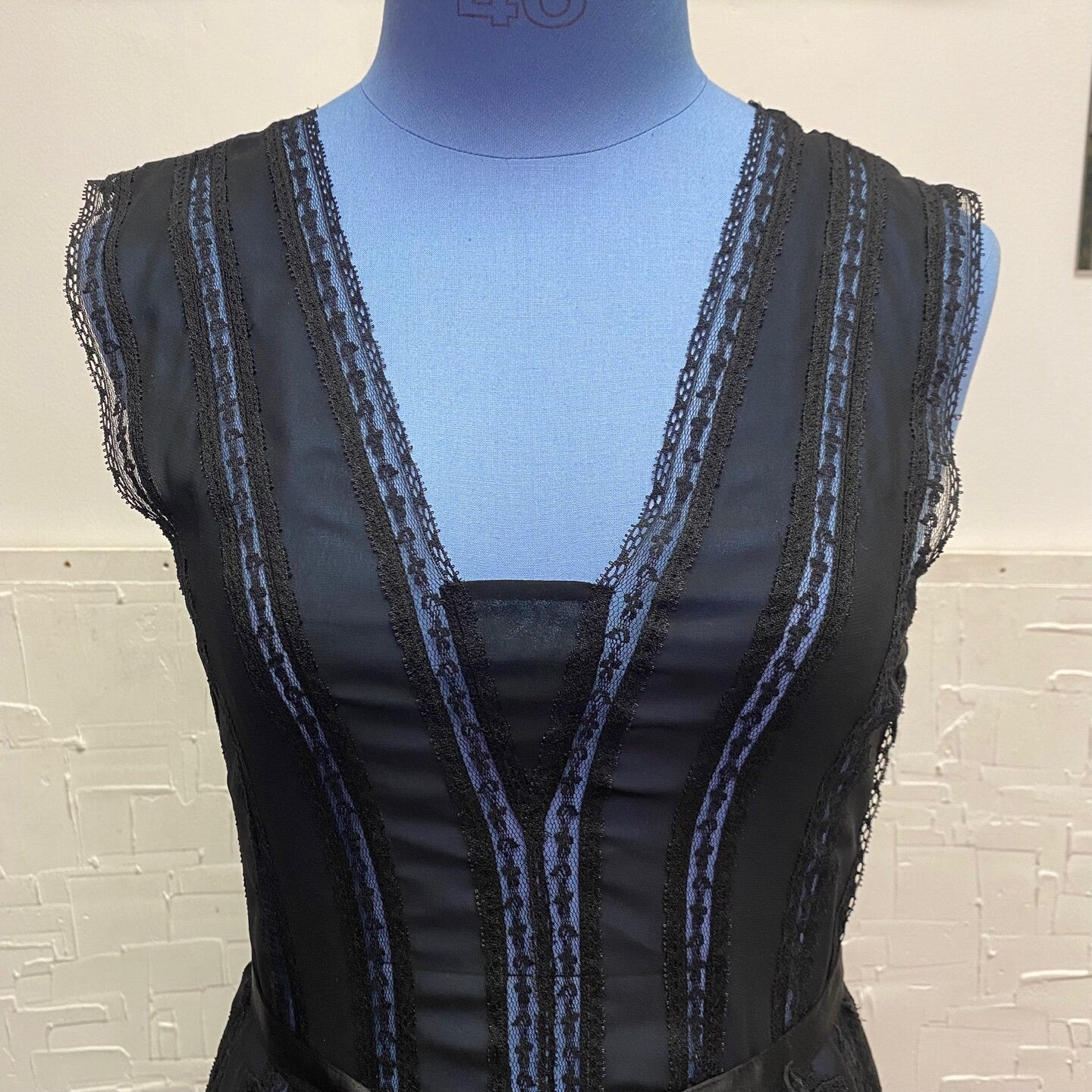 Vintage Ted Baker Midi/Maxi Lace See Through Dress with Ribbon Tie Detailing on Back| Vintage Dress | Ted Baker | Size 2 | SKU M-1877 |