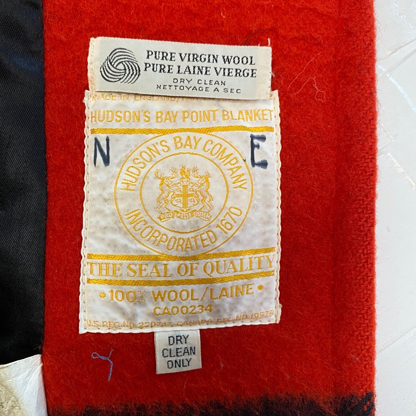 Vintage Hudson's Bay Red Point Blanket Pure Virgin Wool Coat