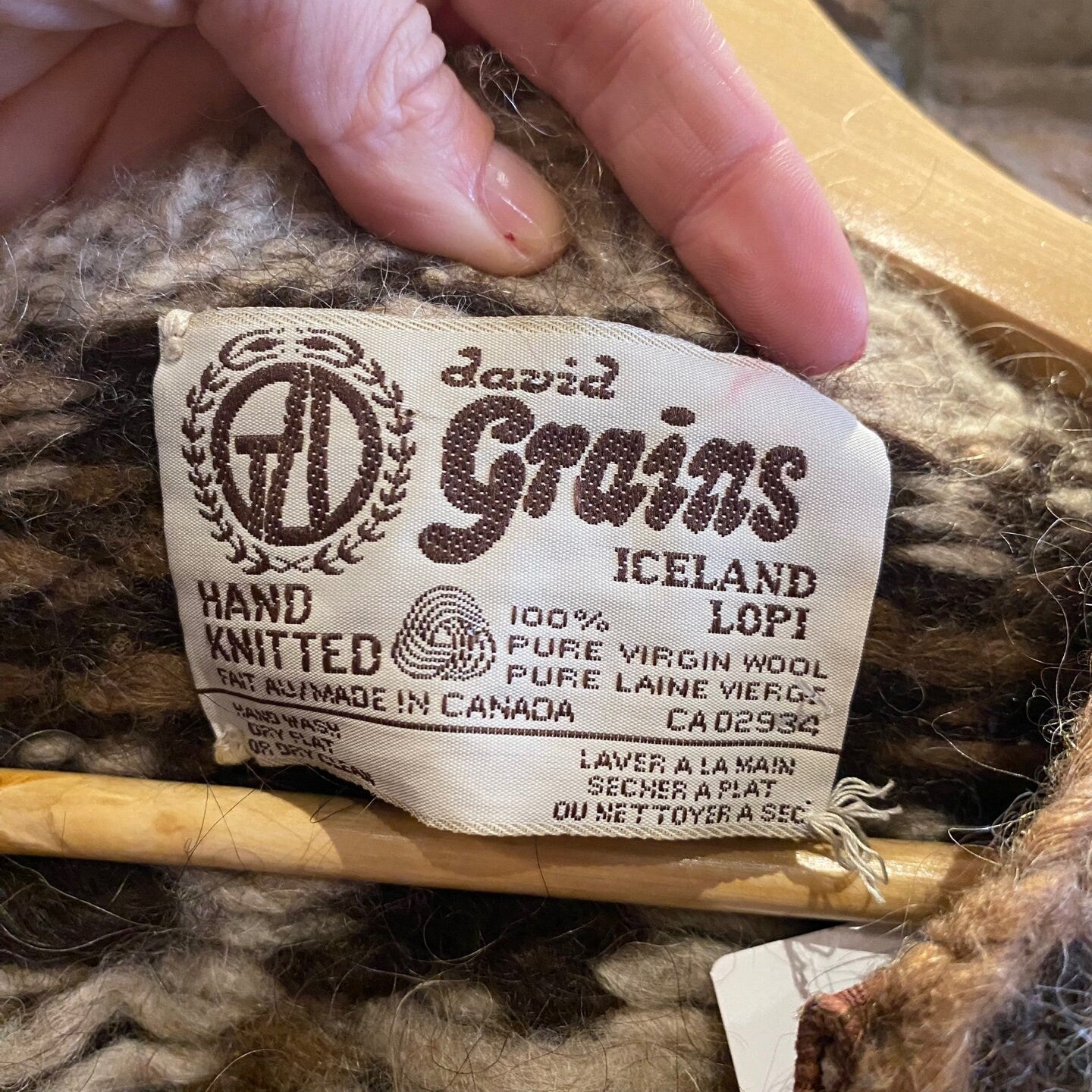 Vintage Hand Knit David Grains Wool Zip Sweater | Vintage Sweater | Virgin Wool | Iceland Lopi | Brown Pattern | Size M | SKU: STQ-3283