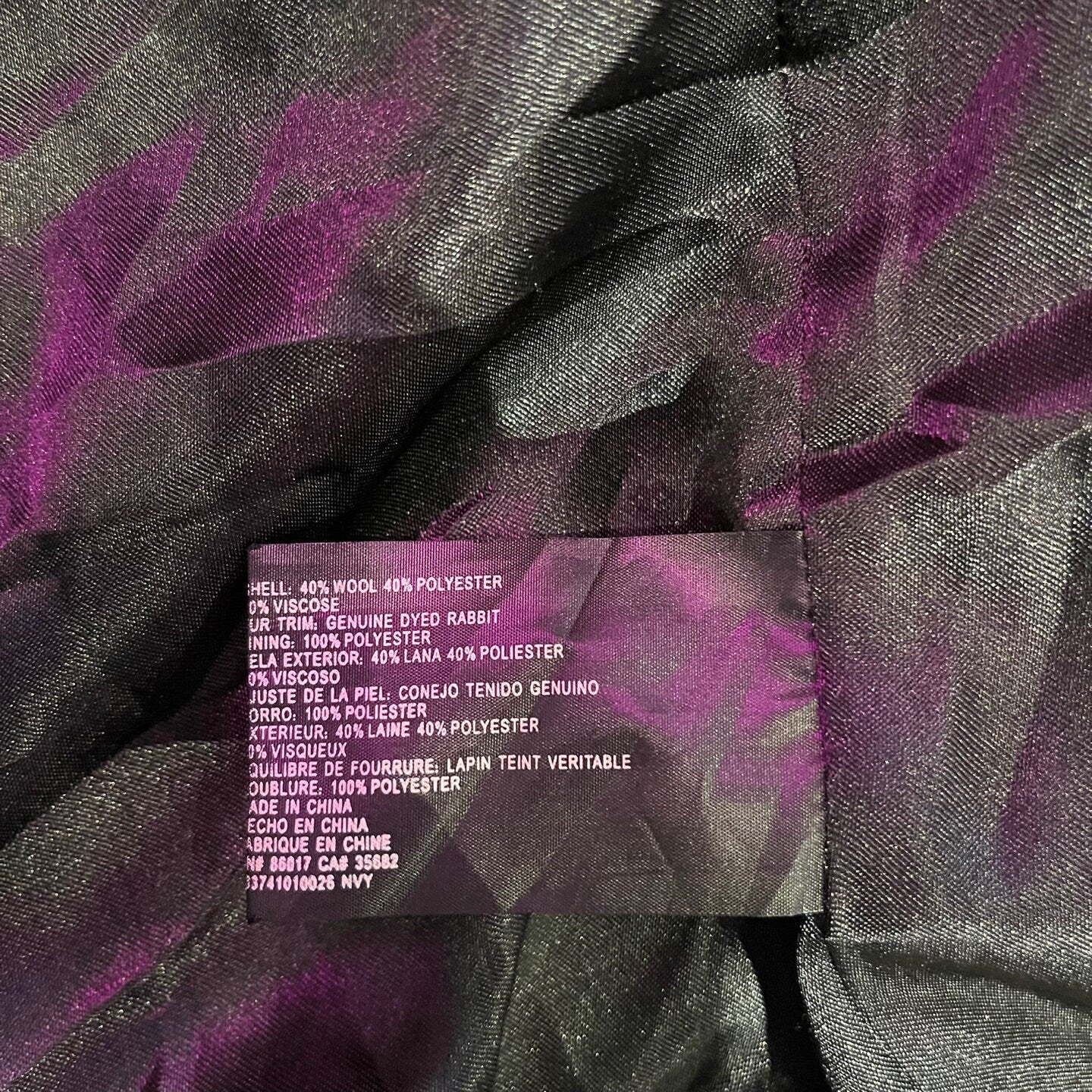 Vintage Bebe Black Long Coat with Rabbit Fur Trim