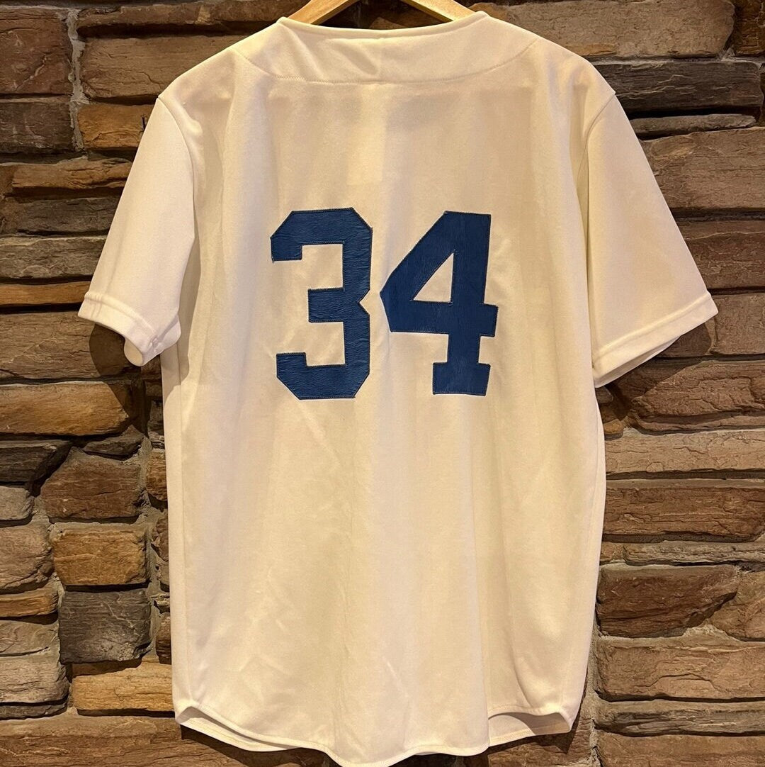 Vintage Los Angeles Dodgers #34 Fernando Valenzuela Button Up Baseball Jersey | Vintage Baseball Shirt | MLB Jersey | SKU: STQ-3293