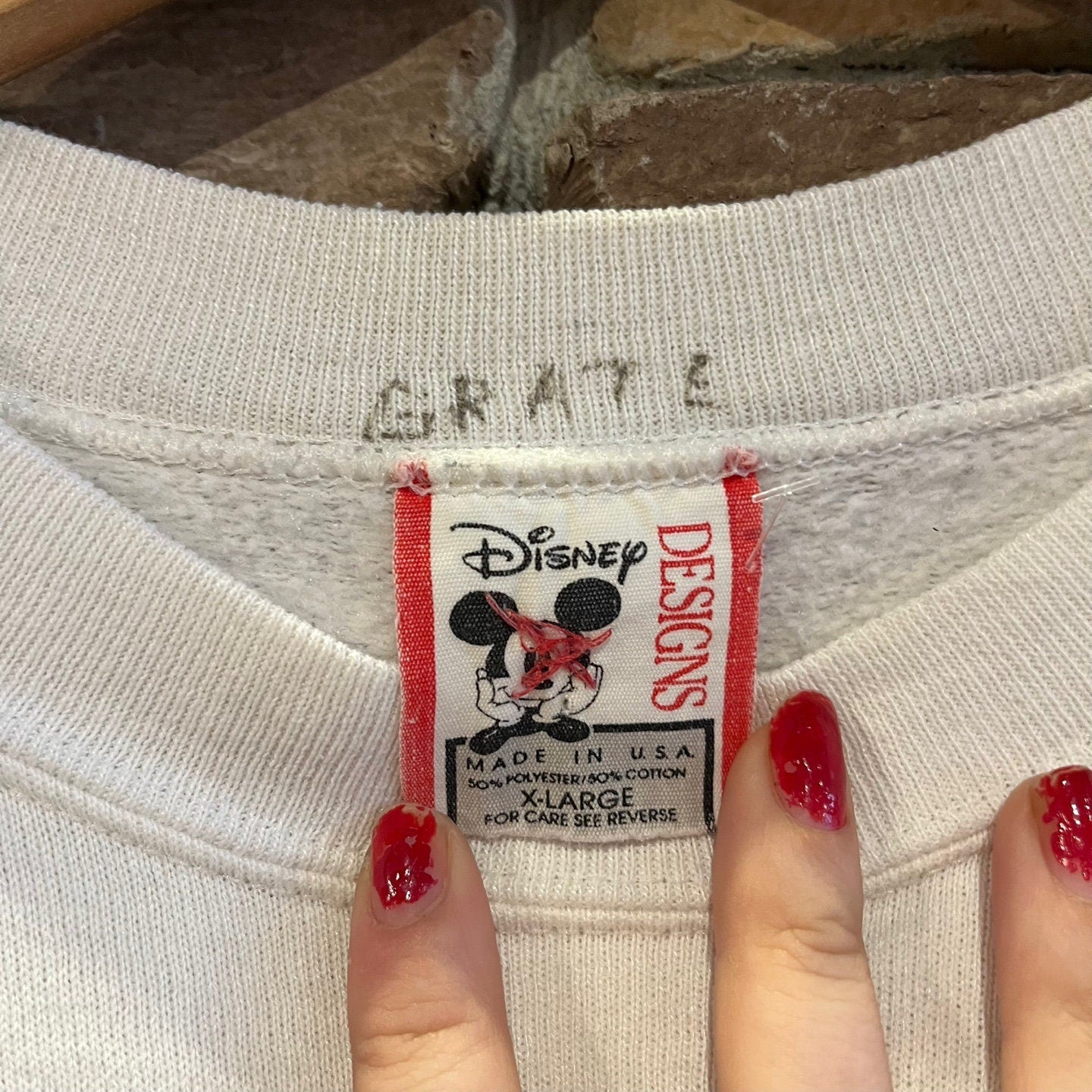 Vintage White Disney Mickey's Toon Town Sweatshirt | Vintage Pullover | Mickey Mouse | Disney Designs | Theme Park | Size XL | SKU: STQ-3289