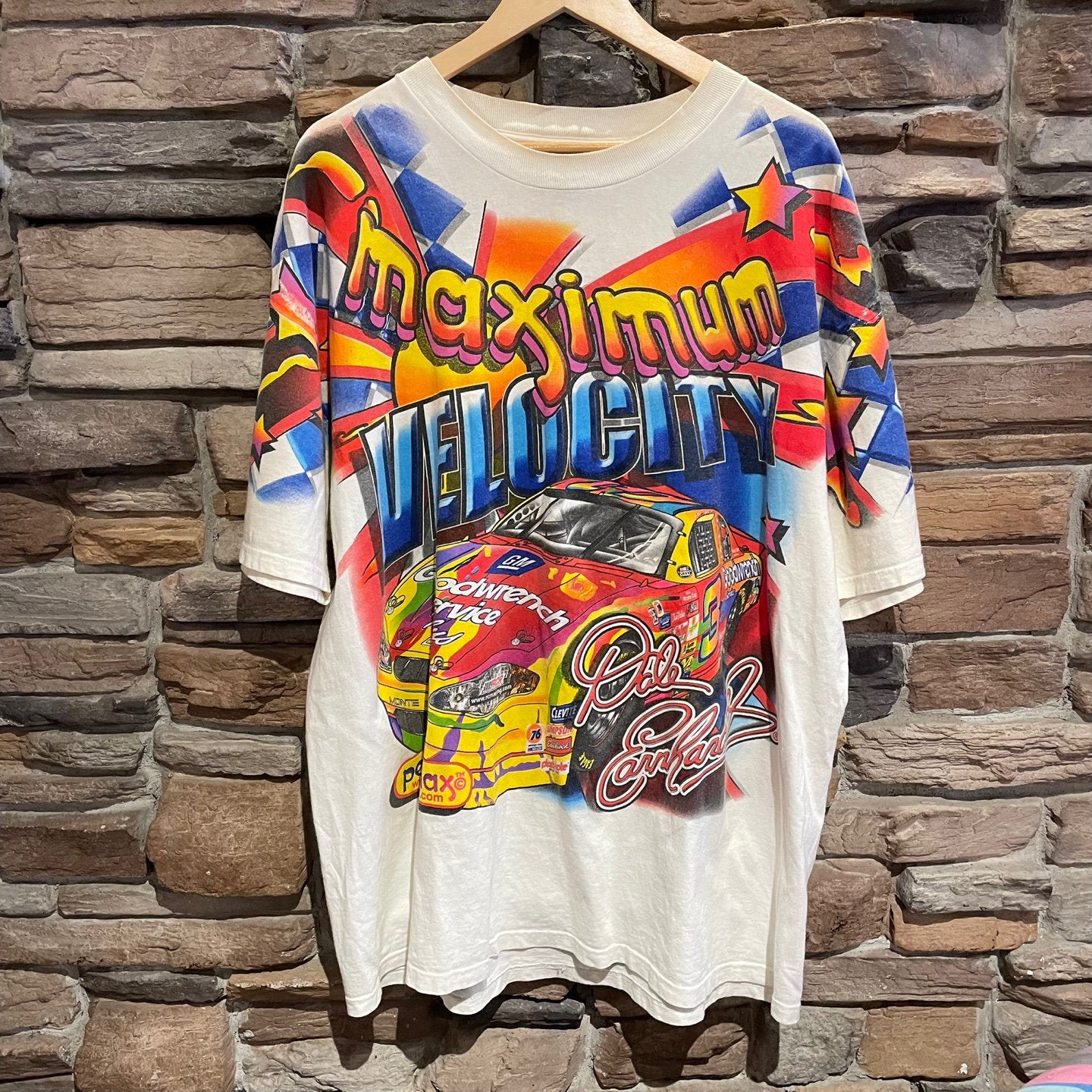 Chase Auth DALE EARNHARDT Maximum Velocity Peter Max All Over Print Shirt Men XL top