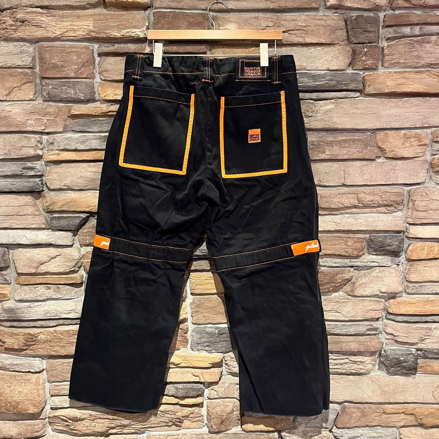 Vintage Marithe Francois Girbaud Cargo Pants | Vintage Pants | Black and Orange Hip Hop Cargo Style Pants | Men's Size 34 | SKU STQ-3451