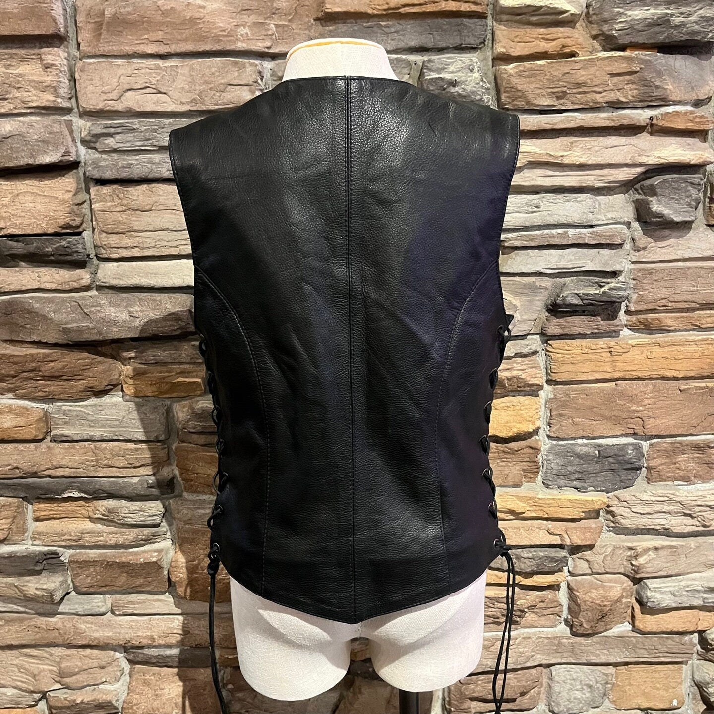 Vintage Milwaukee Leather Performance Apparel Leather Vest With Tie and Snap Closure | Vintage Motorcycle Vest | Size M | SKU: STQ-3463