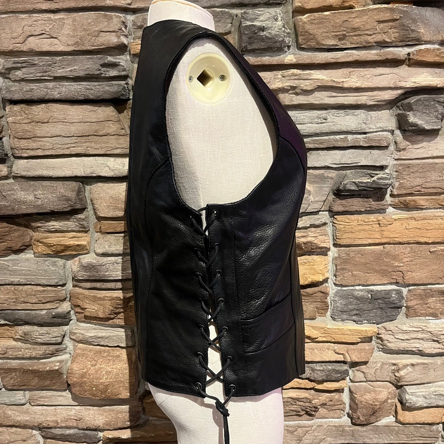 Vintage Milwaukee Leather Performance Apparel Leather Vest With Tie and Snap Closure | Vintage Motorcycle Vest | Size M | SKU: STQ-3463
