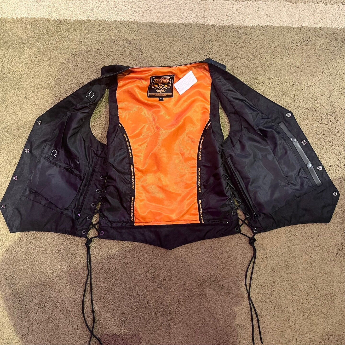 Vintage Milwaukee Leather Performance Apparel Leather Vest With Tie and Snap Closure | Vintage Motorcycle Vest | Size M | SKU: STQ-3463