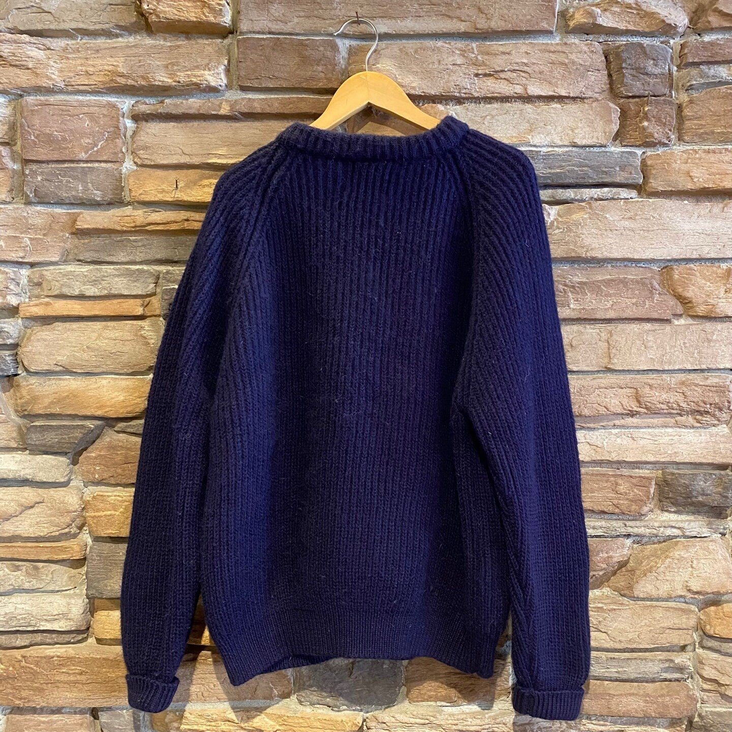 Vintage Dark Navy Blue Cable Knit Great Northern Knitters Wool Sweater | Vintage Sweater | Made in Canada | Men's Size XL | SKU: NPQ-2018