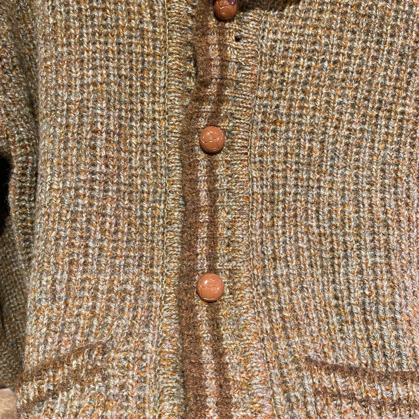 Vintage Brown Sears "Shetland" Knit Wool Cardigan Sweater | Vintage Knit Cardigan | Wooden Buttons | Virgin Wool | Size XL | SKU: NPQ-2025