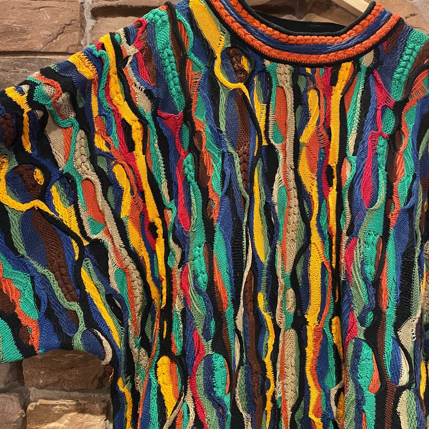 Vintage Coogi Australia Primary Colours 3D Sweater | Vintage Sweater | Bright Colours Coogi Original Sweater | Men's Size XL | NPQ-2082