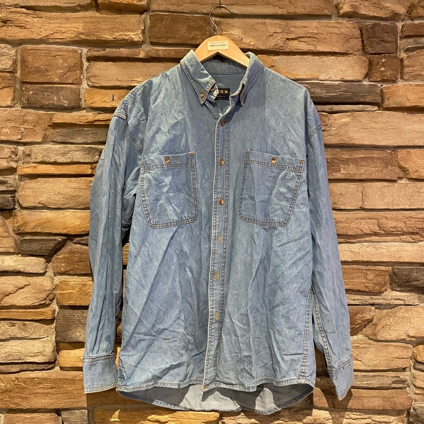 Vintage Texx Italia Design Denim Button Up Shirt with McDonalds Logo and Characters | Vintage Button Up | McDonalds Shirt | SKU NPQ-2031