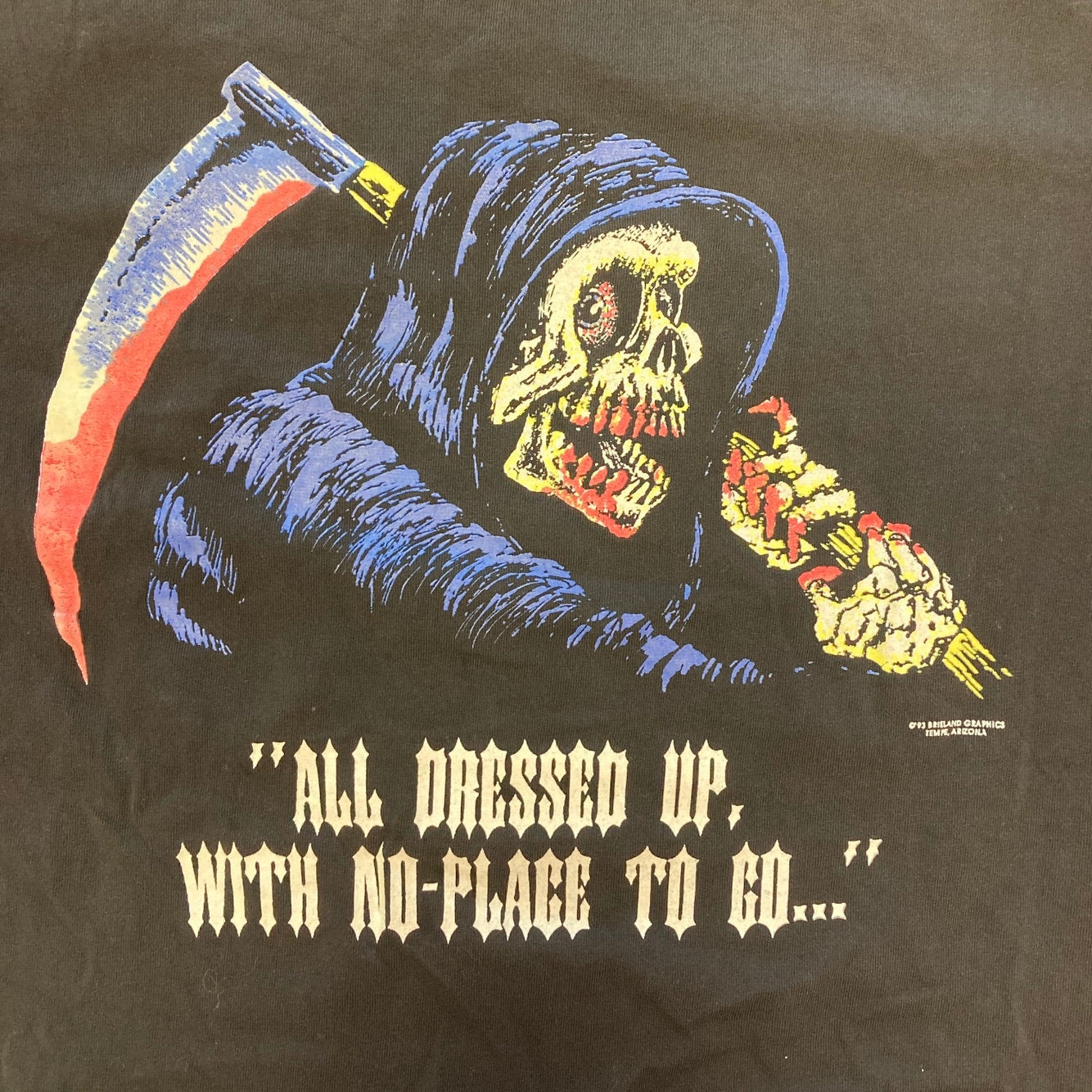 Vintage '93 Grim Reaper "All Dressed Up with Nowhere to Go" Tee | Vintage T-Shirt | Vintage Graphic | Brieland Graphics | Size L | NPC-1239
