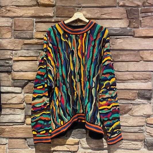 Vintage Coogi Australia Primary Colours 3D Sweater | Vintage Sweater | Bright Colours Coogi Original Sweater | Men's Size XL | NPQ-2082