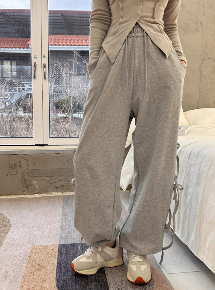 Split hem string pants