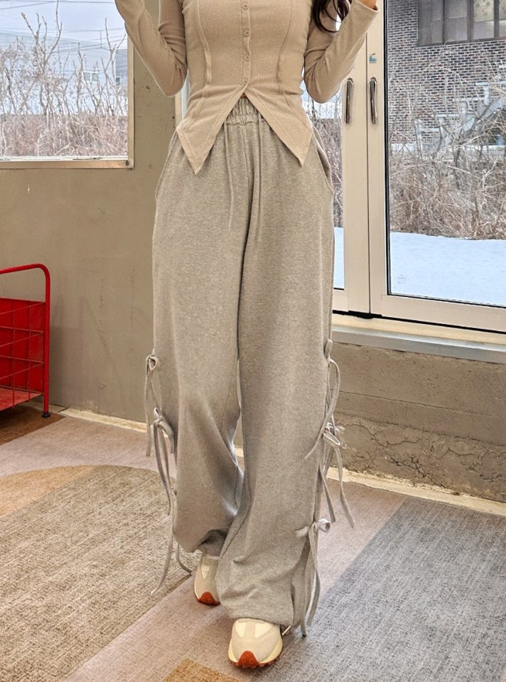 Split hem string pants