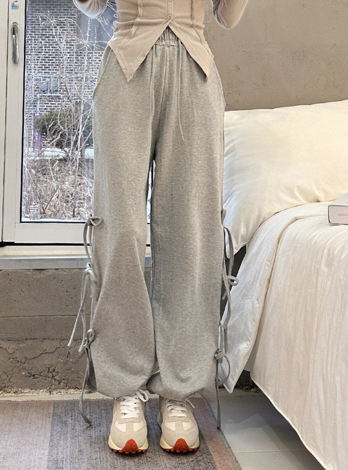 Split hem string pants