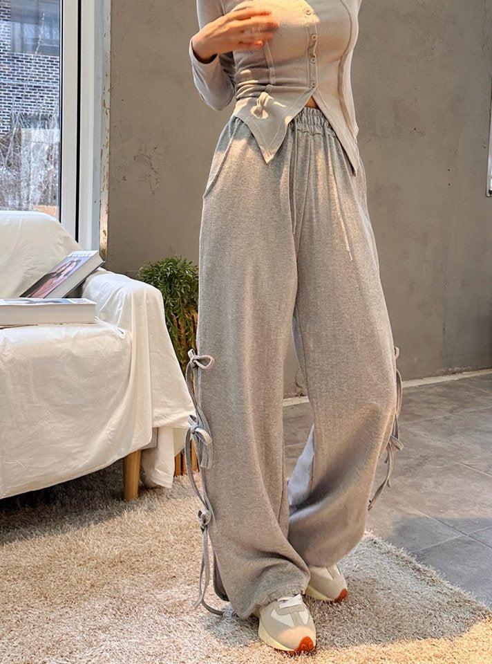 Split hem string pants