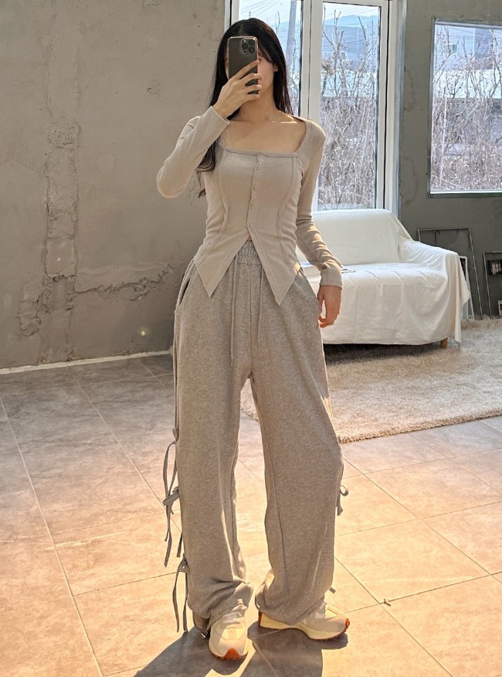 Split hem string pants