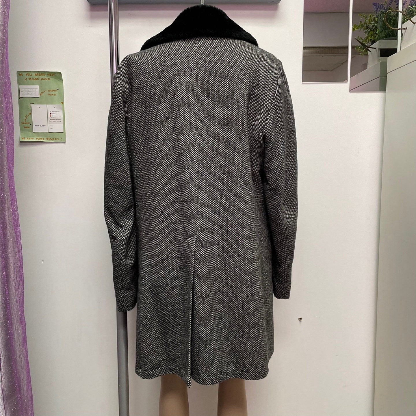 Vintage Mac Mor Faux Fur Lined Checkered Patterned Wool Coat | Vintage Coat | Womens Coat | Faux Fur | Wool Coat | Winter Coat | SKU: M-1737