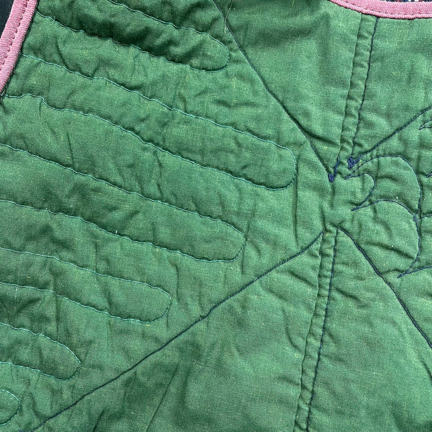 Upcycled Pink, Blue, Green Patterned Quilted Fabric Army Green Reversible Tote Bag | Upcycled | Handmade | Rans Closet Canada | SKU: RW-2