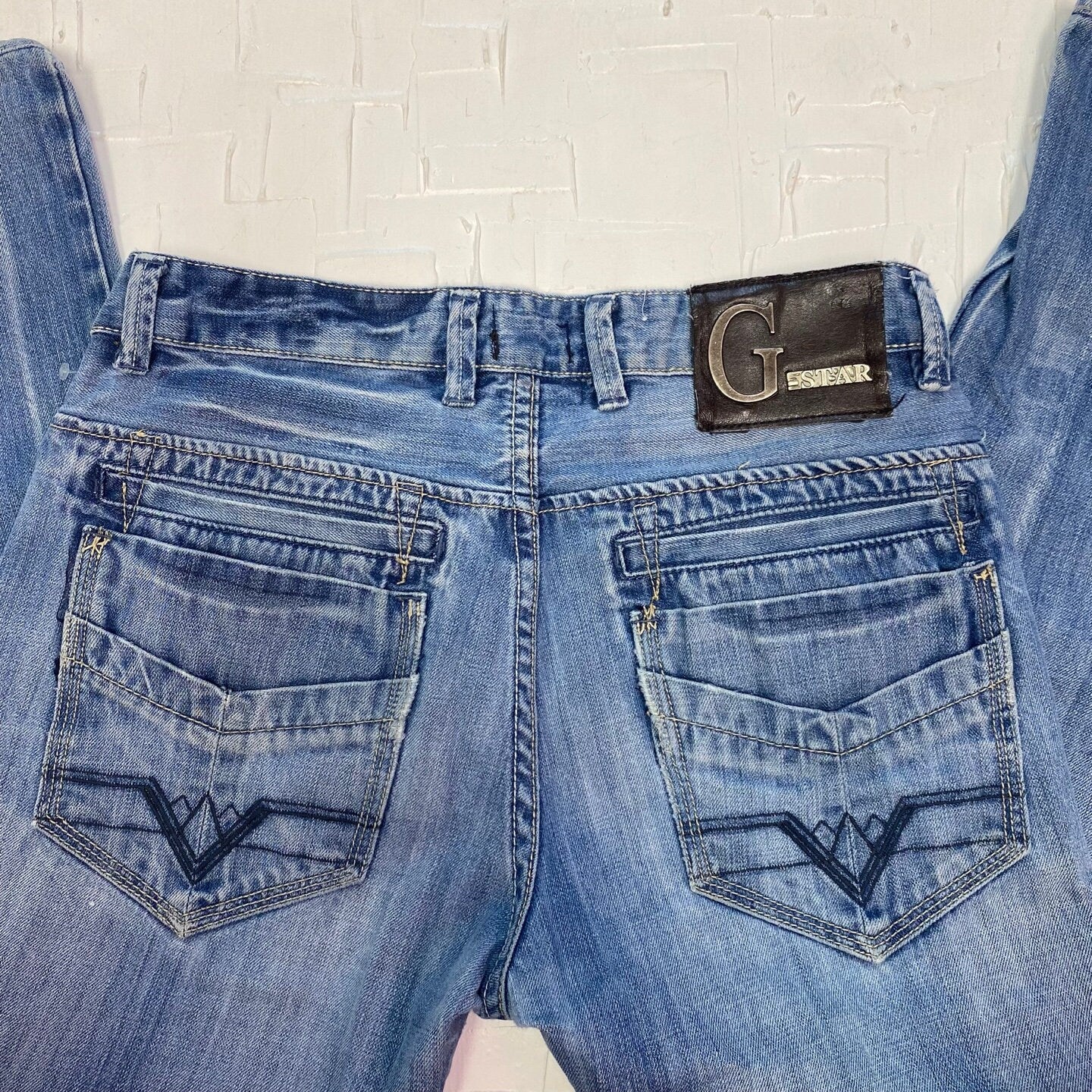 Vintage G-Star Low Waist with Distressing | Vintage Denim | Dutch Designer | G-Star Original RAW 10 | Blue Denim |Size 30" Waist | ST-1974