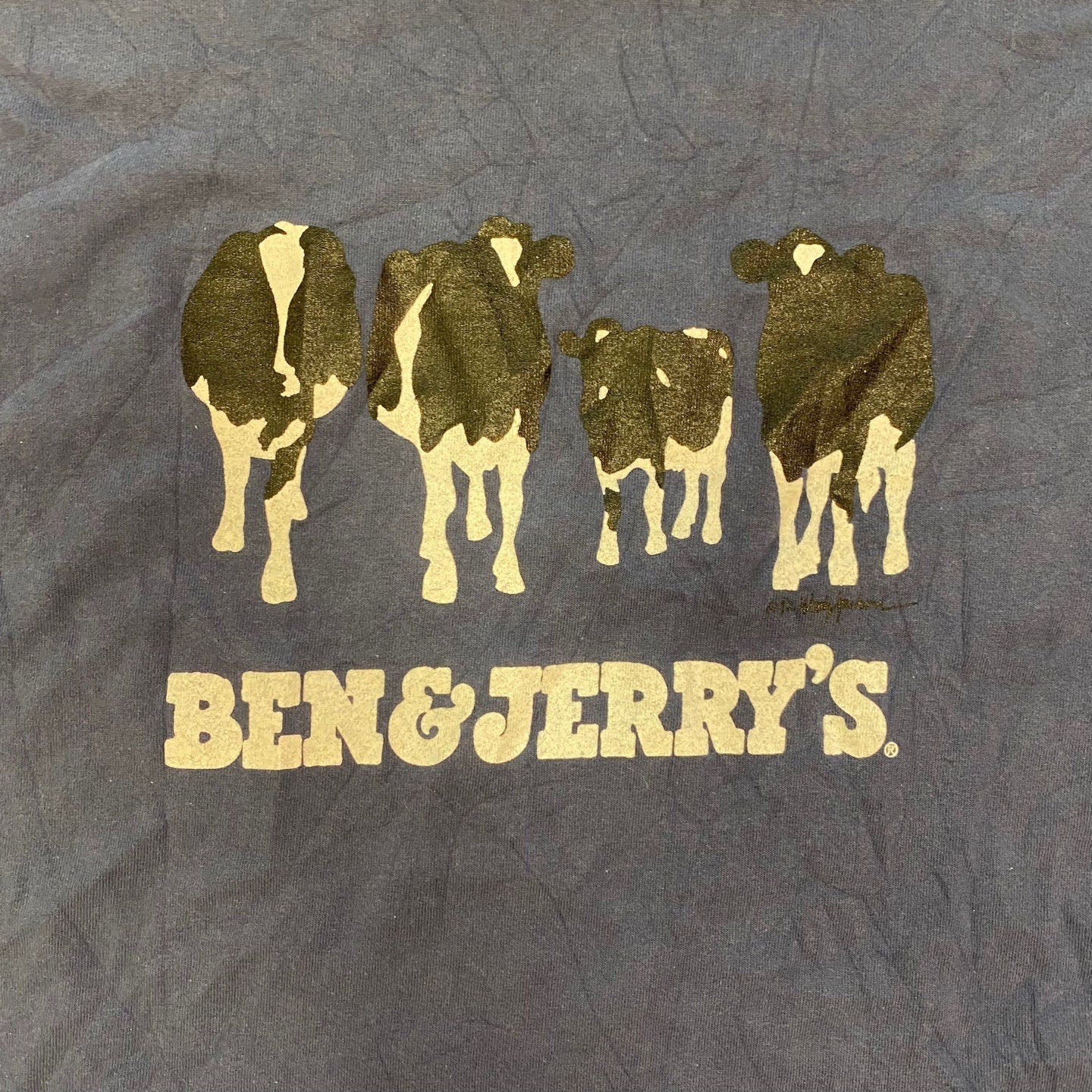 Vintage Ben and Jerry's Euphoria Navy Blue T-shirt | Vintage T-shirt | La Place du Scoop | Three Cows | Ice Cream Shirt | Men's XL | M-2048