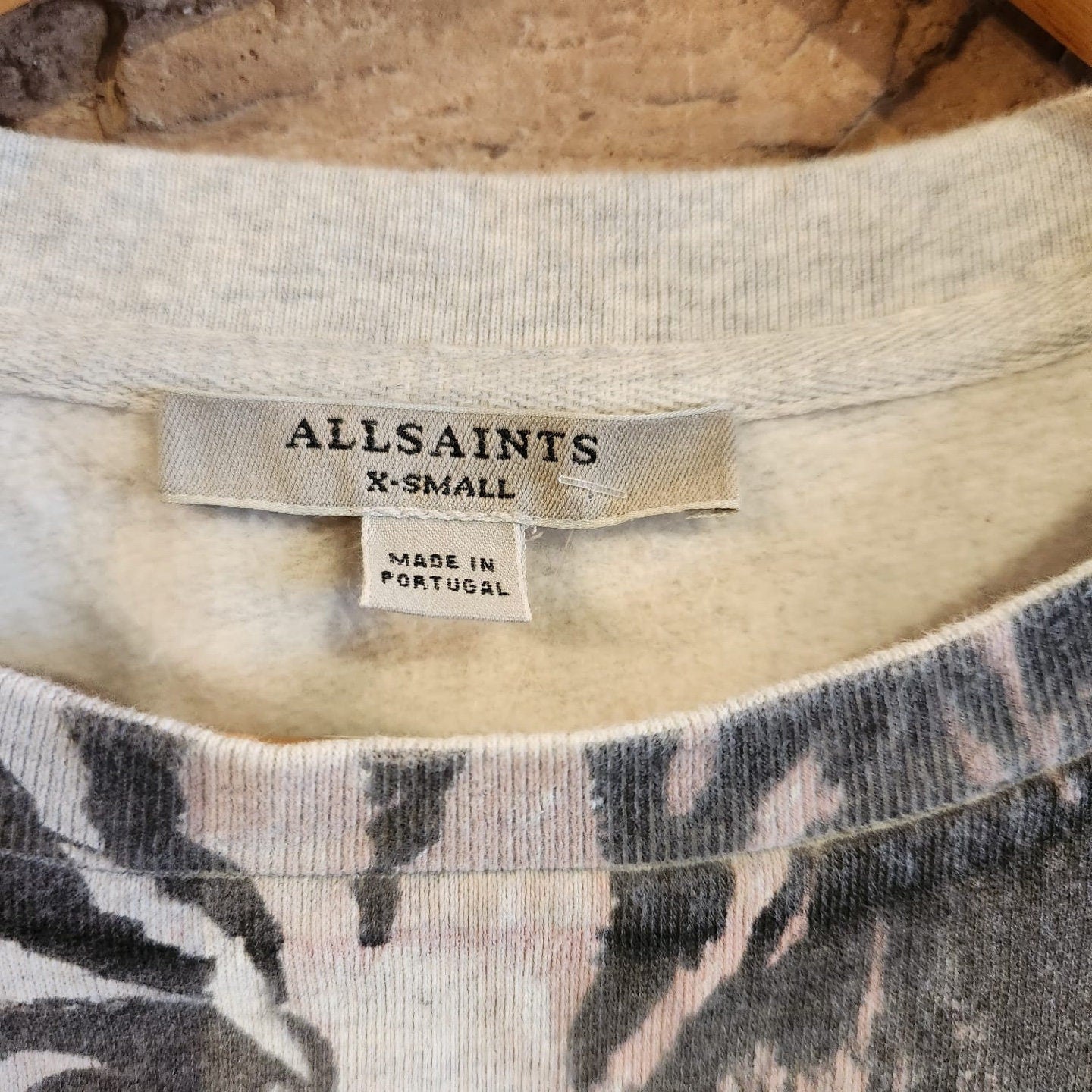 All Saints Tiger Graphic Grey Sweatshirt | All Saints | Crewneck | Tiger Graphic | Pullover | Designer Sweatshirt | Size XS | SKU: STQ-3212