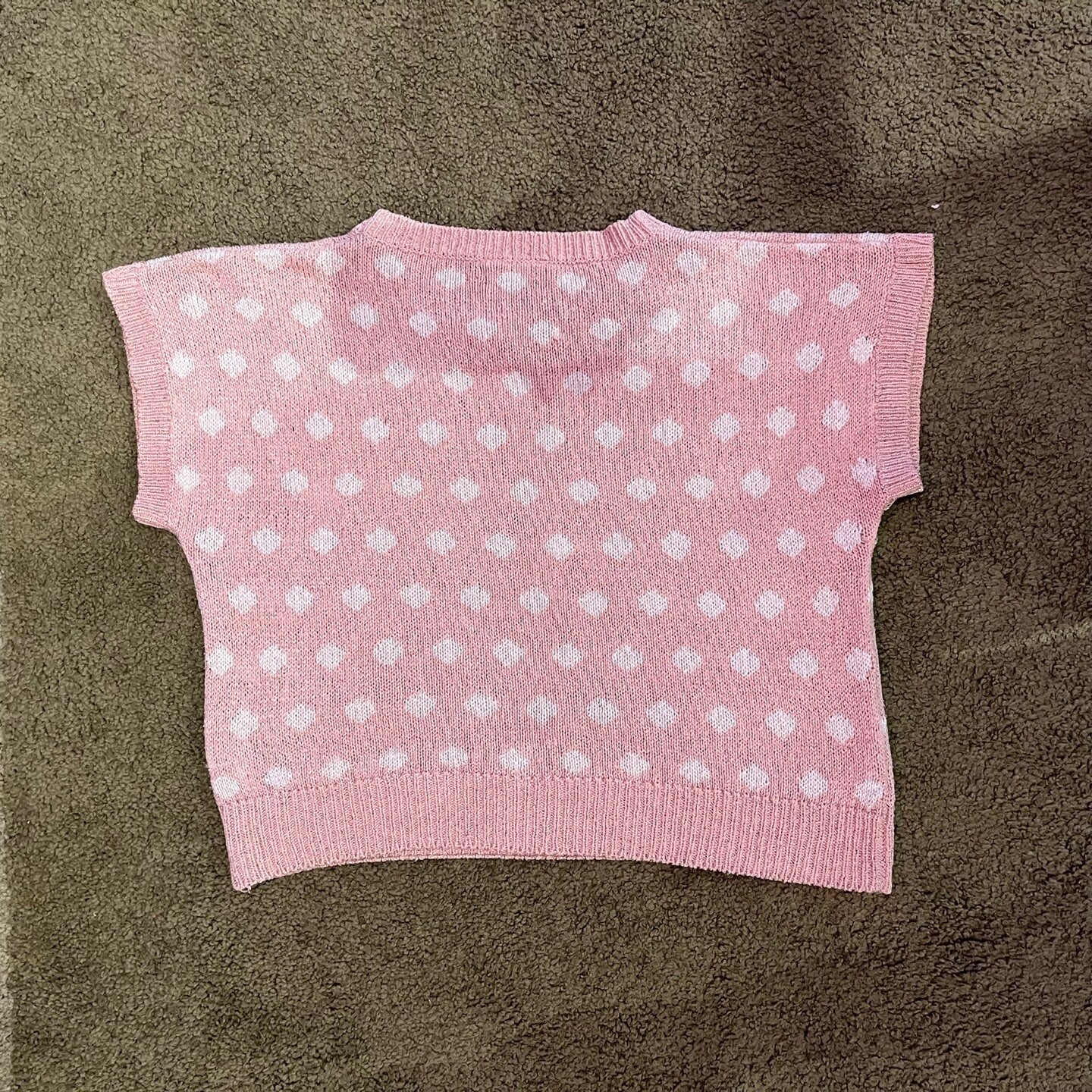 Vintage Christian Dior Pink Polka Dot Knit Cropped Shirt | Vintage Shirt | Dior Top | Womens Top | Pink Top | Designer | SKU: STQ-3093