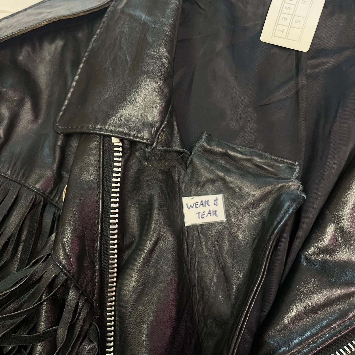 Vintage Biker Leather Jacket with Fringe Tassels | Vintage Jacket | Vintage Leather Jacket | Vintage Biker Jacket | Size L | SKU M-3312 |